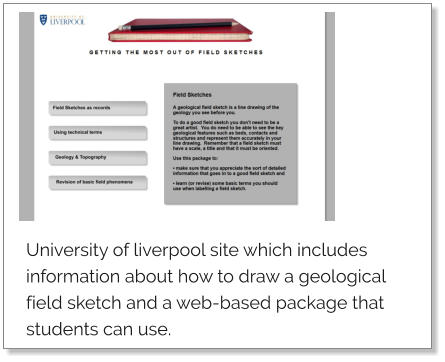 University of liverpool site which includes information about how to draw a geological field sketch and a web-based package that students can use.