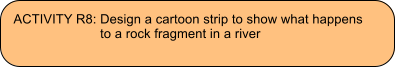 ACTIVITY R8: Design a cartoon strip to show what happens     to a rock fragment in a river