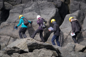 students on rock exposure